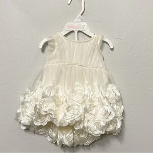 Nannette Baby Ivory Formal Rosette Floral Sparkle Dress Size 0-3 Months
